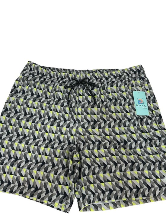 Laguna Swim Mens 2XL Volley Shorts Charcoal/Yellow Geometric Print 7" Inseam - Picture 1 of 15